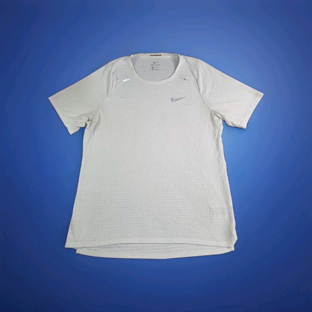 Nike Running Shirt Men's Sz M White Dri Fit Rise 365 Reflective T-Shirt CJ5420